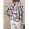 imageMakeMeChic Womens Floral Print Long Sleeve Ruffle High Neck Blouse Shirt TopLight Floral