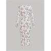 imageMakeMeChic Womens Floral Print Sweetheart Neck Pencil Dress Long Sleeve Bodycon Midi DressesCoffee Brown