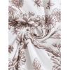 imageMakeMeChic Womens Floral Print Sweetheart Neck Pencil Dress Long Sleeve Bodycon Midi DressesCoffee Brown