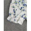 imageMakeMeChic Womens Floral Puff Sleeve Square Neck Blouse Ruffle Hem Shirred Blouses TopBlue