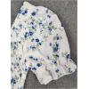 imageMakeMeChic Womens Floral Puff Sleeve Square Neck Blouse Ruffle Hem Shirred Blouses TopBlue