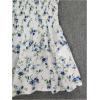 imageMakeMeChic Womens Floral Puff Sleeve Square Neck Blouse Ruffle Hem Shirred Blouses TopBlue