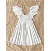 imageMakeMeChic Womens Flutter Sleeve Sweetheart Neck Shirred A Line Ruffle Summer Mini DressWhite