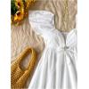 imageMakeMeChic Womens Flutter Sleeve Sweetheart Neck Shirred A Line Ruffle Summer Mini DressWhite