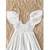 imageMakeMeChic Womens Flutter Sleeve Sweetheart Neck Shirred A Line Ruffle Summer Mini DressWhite