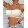 imageMakeMeChic Womens Front Closure Strapless Wireless Bralette Bandeau Bra Push Up BrasApricot