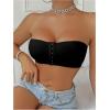 imageMakeMeChic Womens Front Closure Strapless Wireless Bralette Bandeau Bra Push Up BrasBlack