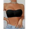 imageMakeMeChic Womens Front Closure Strapless Wireless Bralette Bandeau Bra Push Up BrasBlack