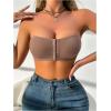 imageMakeMeChic Womens Front Closure Strapless Wireless Bralette Bandeau Bra Push Up BrasMocha Brown