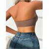 imageMakeMeChic Womens Front Closure Strapless Wireless Bralette Bandeau Bra Push Up BrasMocha Brown