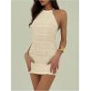 imageMakeMeChic Womens Halter Mini Dresses Y2k Backless Summer Ruched Cocktail DressApricot