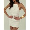 imageMakeMeChic Womens Halter Mini Dresses Y2k Backless Summer Ruched Cocktail DressWhite