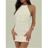 imageMakeMeChic Womens Halter Mini Dresses Y2k Backless Summer Ruched Cocktail DressWhite
