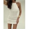 imageMakeMeChic Womens Halter Mini Dresses Y2k Backless Summer Ruched Cocktail DressWhite