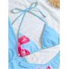 imageMakeMeChic Womens Halter Triangle Bikini Sets Floral 3 Piece Swimsuit Bathing Suit Cover Up Long SkirtBlue Flower