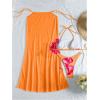 imageMakeMeChic Womens Halter Triangle Bikini Sets Floral 3 Piece Swimsuit Bathing Suit Cover Up Long SkirtOrange