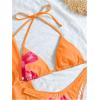 imageMakeMeChic Womens Halter Triangle Bikini Sets Floral 3 Piece Swimsuit Bathing Suit Cover Up Long SkirtOrange