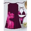 imageMakeMeChic Womens Halter Triangle Bikini Sets Floral 3 Piece Swimsuit Bathing Suit Cover Up Long SkirtPurple