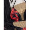 imageMakeMeChic Womens Halter Triangle Bikini Sets Floral 3 Piece Swimsuit Bathing Suit Cover Up Long SkirtRed Black