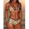 imageMakeMeChic Womens Halter Triangle Bikini Sets Leopard Swim Shorts Swimsuit Bathing SuitBlack Brown