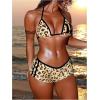 imageMakeMeChic Womens Halter Triangle Bikini Sets Leopard Swim Shorts Swimsuit Bathing SuitBlack Brown