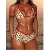 imageMakeMeChic Womens Halter Triangle Bikini Sets Leopard Swim Shorts Swimsuit Bathing SuitRed Brown