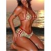 imageMakeMeChic Womens Halter Triangle Bikini Sets Leopard Swim Shorts Swimsuit Bathing SuitRed Brown