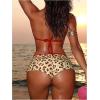 imageMakeMeChic Womens Halter Triangle Bikini Sets Leopard Swim Shorts Swimsuit Bathing SuitRed Brown
