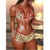 imageMakeMeChic Womens Halter Triangle Bikini Sets Leopard Swim Shorts Swimsuit Bathing SuitRed Brown