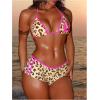 imageMakeMeChic Womens Halter Triangle Bikini Sets Leopard Swim Shorts Swimsuit Bathing SuitYellow Brown