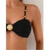 imageMakeMeChic Womens High Waisted Bikini Sets Metal Shell Swimsuit Bathing Suit SwimwearBlack