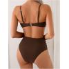 imageMakeMeChic Womens High Waisted Bikini Sets Metal Shell Swimsuit Bathing Suit SwimwearBrown