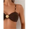 imageMakeMeChic Womens High Waisted Bikini Sets Metal Shell Swimsuit Bathing Suit SwimwearBrown