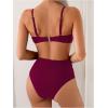 imageMakeMeChic Womens High Waisted Bikini Sets Metal Shell Swimsuit Bathing Suit SwimwearBurgundy