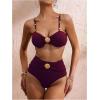 imageMakeMeChic Womens High Waisted Bikini Sets Metal Shell Swimsuit Bathing Suit SwimwearBurgundy