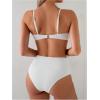 imageMakeMeChic Womens High Waisted Bikini Sets Metal Shell Swimsuit Bathing Suit SwimwearWhite