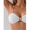 imageMakeMeChic Womens High Waisted Bikini Sets Metal Shell Swimsuit Bathing Suit SwimwearWhite
