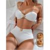 imageMakeMeChic Womens High Waisted Bikini Sets Metal Shell Swimsuit Bathing Suit SwimwearWhite