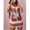 imageMakeMeChic Womens Jersey Dress Number Half Sleeve V Neck Oversized Y2K T Shirt DressesCoffee Brown