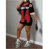 imageMakeMeChic Womens Jersey Dress Number Half Sleeve V Neck Oversized Y2K T Shirt DressesRed Black