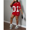 imageMakeMeChic Womens Jersey Dress Number Half Sleeve V Neck Oversized Y2K T Shirt DressesRed White