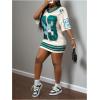 imageMakeMeChic Womens Jersey Dress Number Half Sleeve V Neck Oversized Y2K T Shirt DressesWhite Green