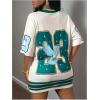 imageMakeMeChic Womens Jersey Dress Number Half Sleeve V Neck Oversized Y2K T Shirt DressesWhite Green