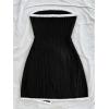 imageMakeMeChic Womens Knitted Strapless Dress Wrap Tie Front Sleeveless Bodycon Mini Tube DressesBlack