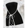 imageMakeMeChic Womens Knitted Strapless Dress Wrap Tie Front Sleeveless Bodycon Mini Tube DressesBlack
