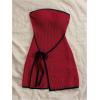 imageMakeMeChic Womens Knitted Strapless Dress Wrap Tie Front Sleeveless Bodycon Mini Tube DressesDark Red