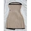 imageMakeMeChic Womens Knitted Strapless Dress Wrap Tie Front Sleeveless Bodycon Mini Tube DressesKhaki