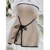 imageMakeMeChic Womens Knitted Strapless Dress Wrap Tie Front Sleeveless Bodycon Mini Tube DressesKhaki