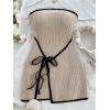 imageMakeMeChic Womens Knitted Strapless Dress Wrap Tie Front Sleeveless Bodycon Mini Tube DressesKhaki
