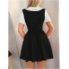 imageMakeMeChic Womens Korean Game Cosplay Costume Two Tone Crew Neck Mini Dress Short Sleeve Ruffle A Line DressesBlack and White